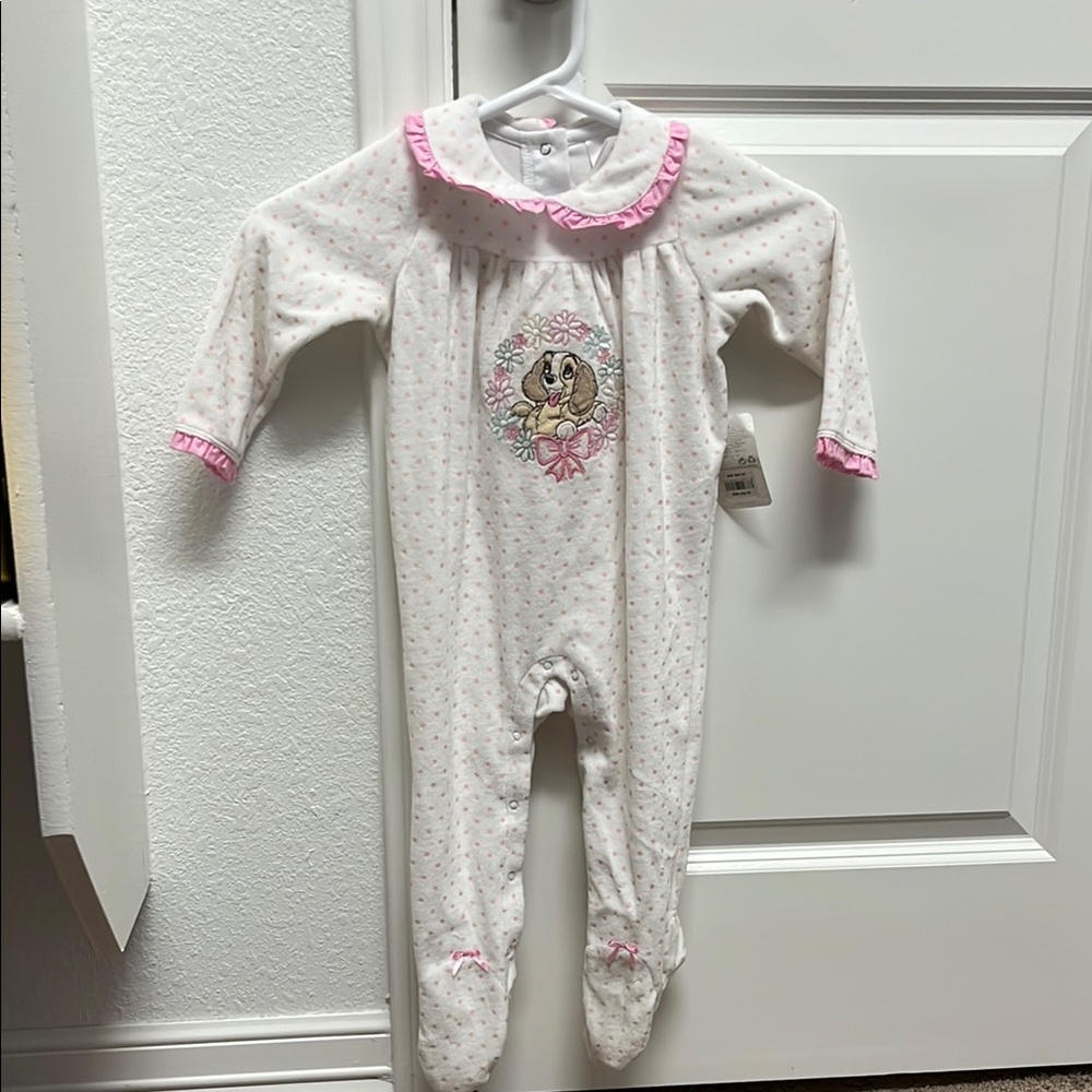 Disney Land and the Tramp White Footie Pajamas